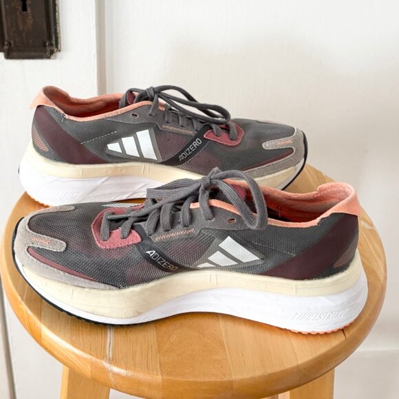 Adidas Adizero Boston 11 Gray Beam Orange size 6 women's - Picture 9 of 10